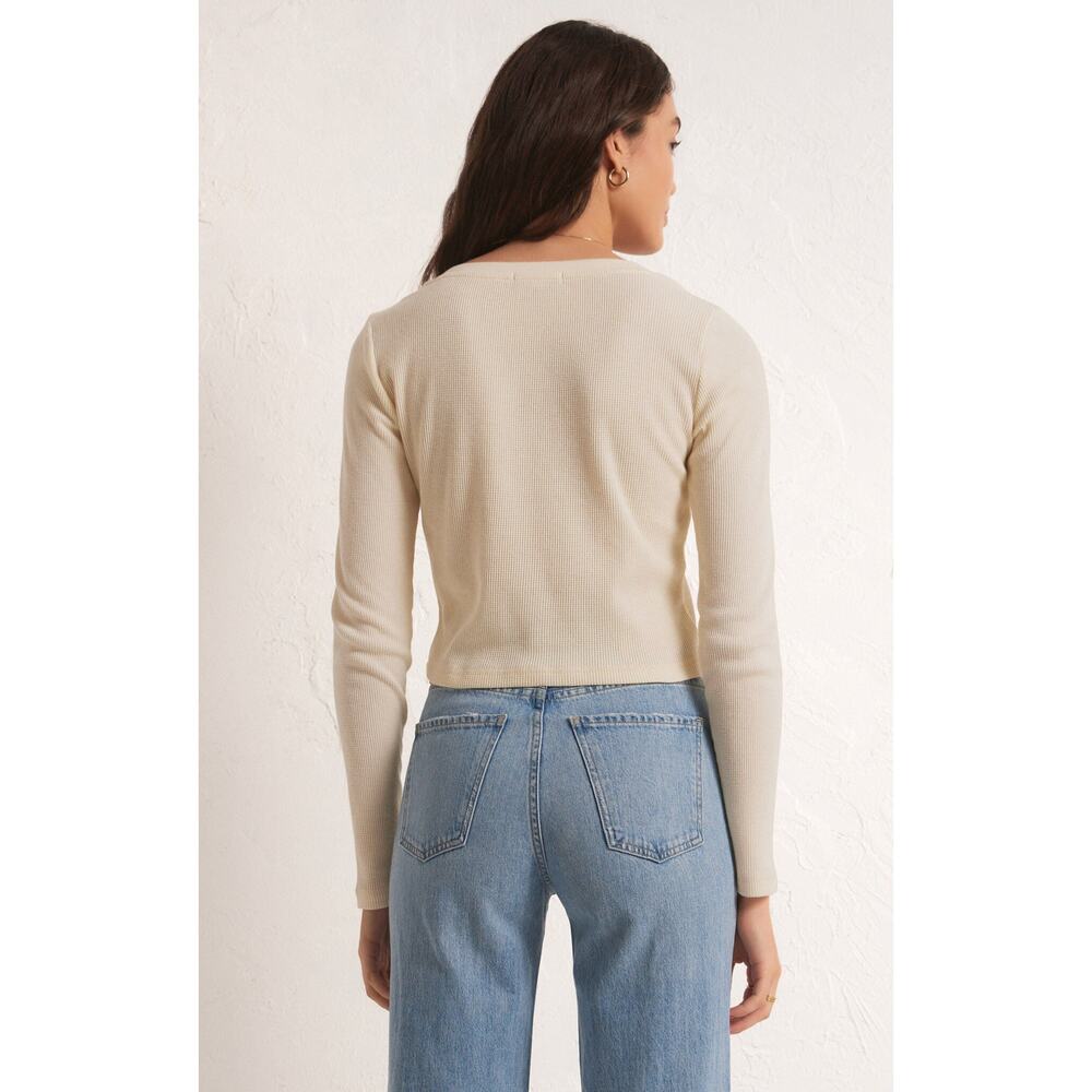 Z Supply Ciana Cropped Waffle Top - Oat Milk NWT SIZE XS S M L - Picture 3 of 4